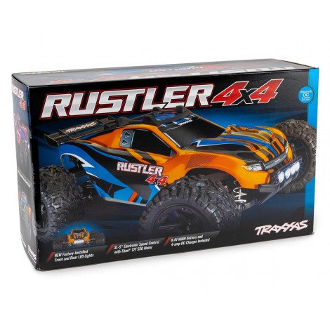 Traxxas Rustler 4X4 1/10 RTR Stadium Truck w/LED Light Set w/XL-5 ESC, TQ 2.4GHz Radio, Battery & DC Charger